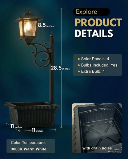 Solar Powered Decorative Lamp Post for Patio & Porch