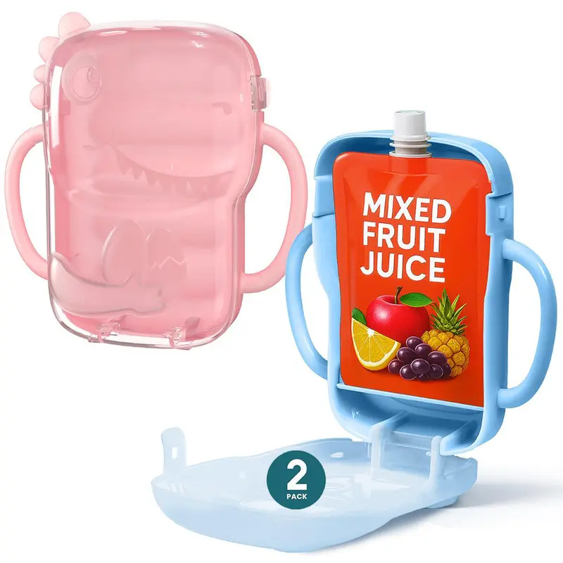 Blue and pink anti-squeeze baby pouch holders