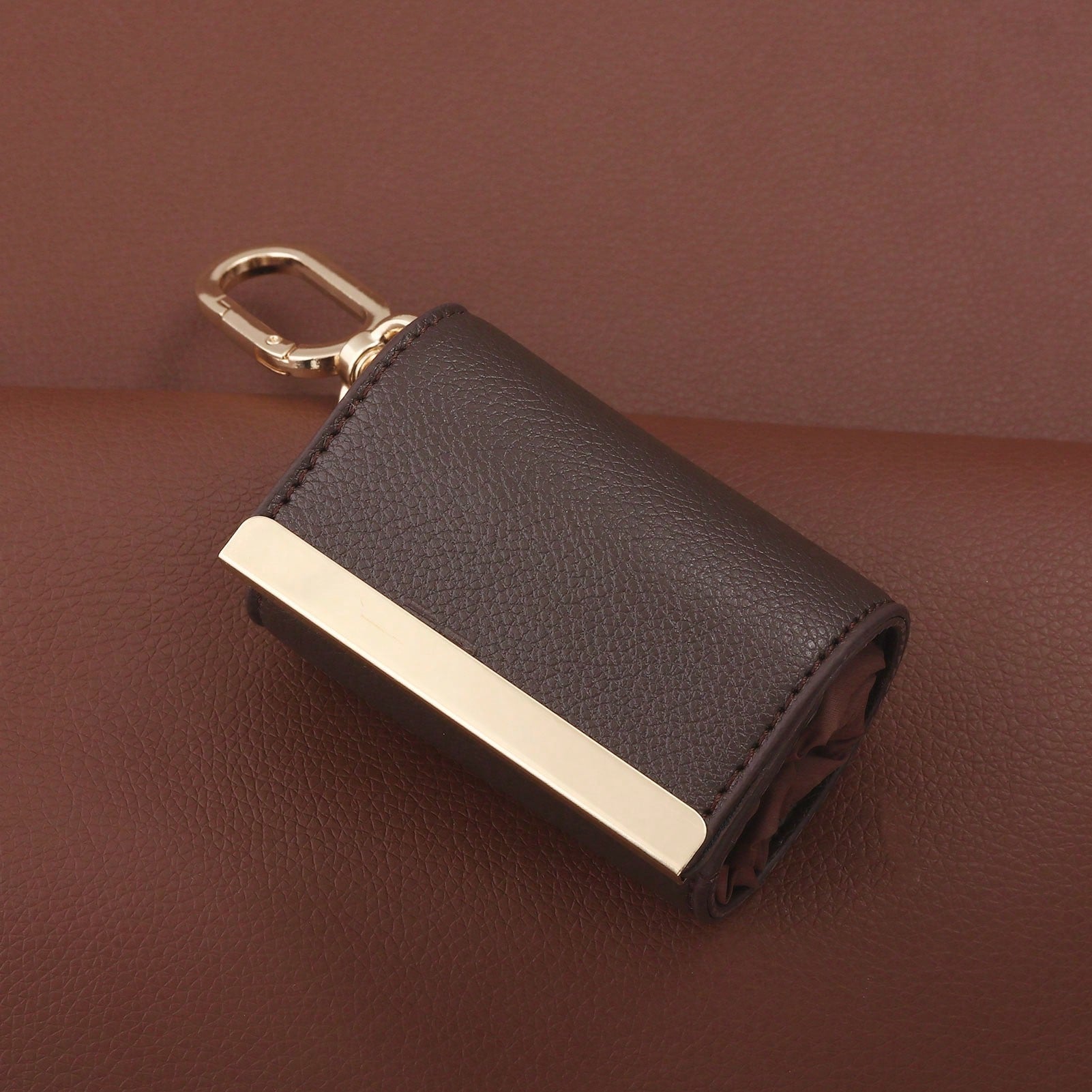 Mahogany Foldaway Keychain Tote compact pouch detail