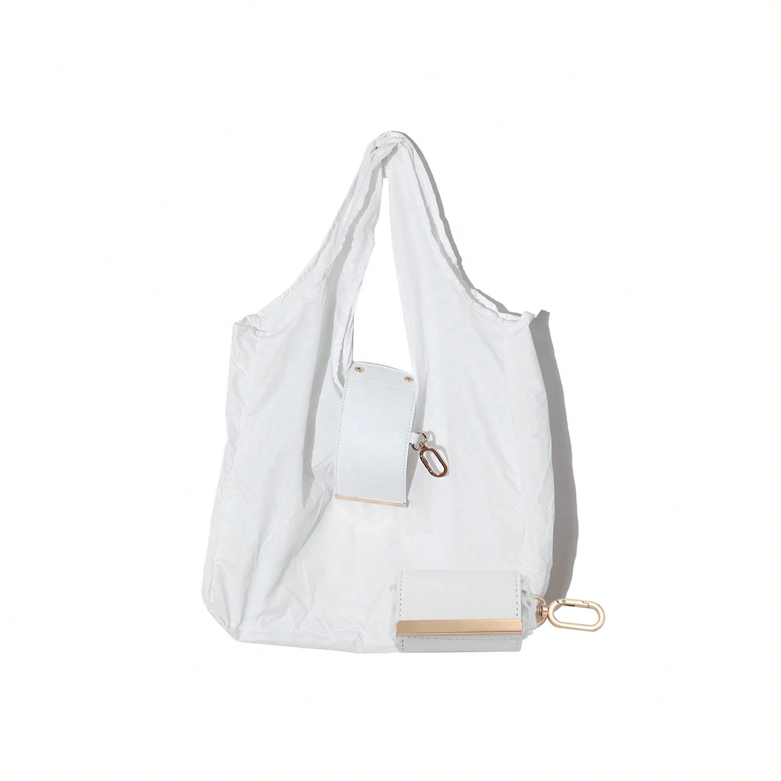 Bright White Foldaway Keychain Tote